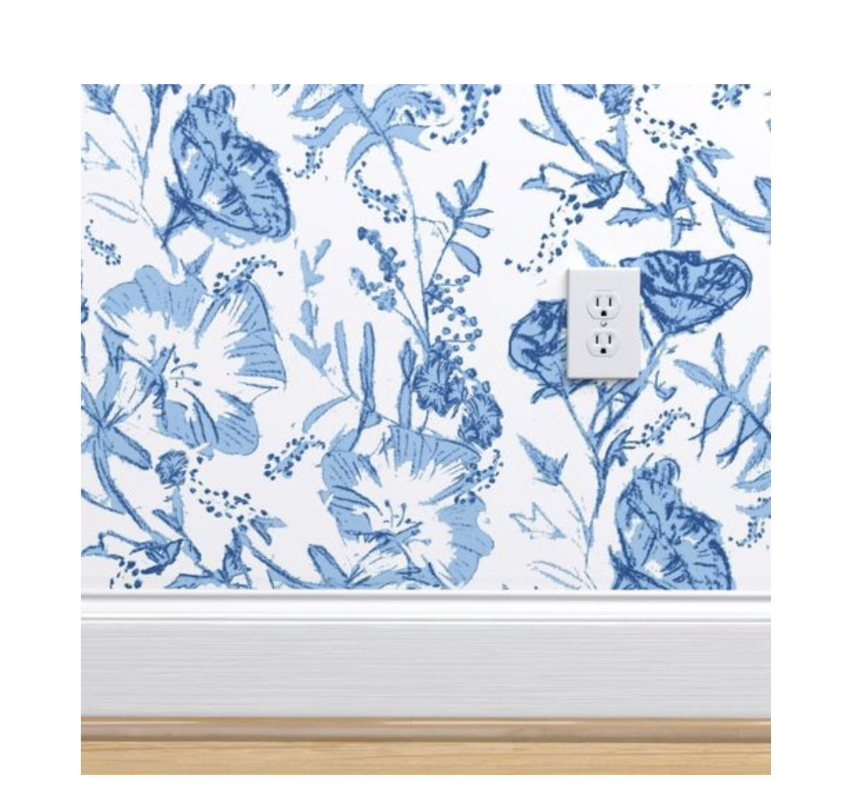 Floral Chintz "Granny Chic"  Wallpaper - Watercolor Blue