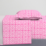 Bedding Sheet Set - Greek Key- Hibiscus Pink and White (Copy)