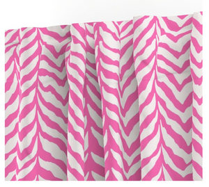 Curtains - Zebra Herring Bone - Hibiscus Pink & White