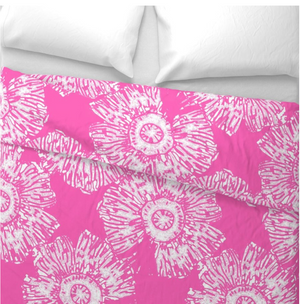 Duvet Cover - Jumbo Flowers - Hibiscus Pink and White