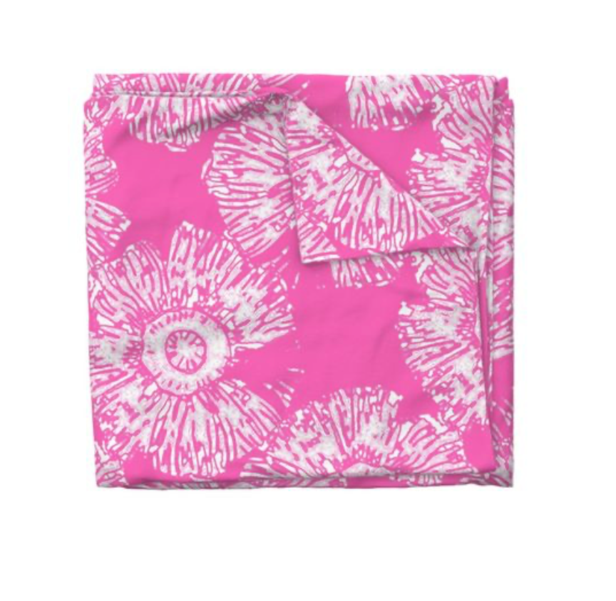 Duvet Cover - Jumbo Flowers - Hibiscus Pink and White