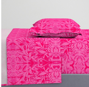 Bedding Sheet Set - Carved Lilies in Hot Pink