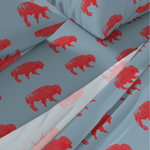 Bedding Sheet Set - Red Bison on French Gray