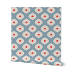 Where the Buffalo Roam Wallpaper - Moroccan Ikat Eyes - Blue, Bisque Beige, Red