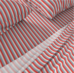Bedding Sheet Set -  Where the Buffalo Roam Wallpaper - Skinny Stripes Red and French Blue