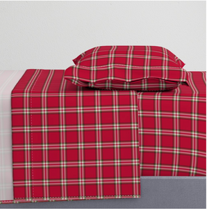 Bedding Sheet Set -  Where the Buffalo Roam Wallpaper - Rodeo Red Plaid