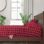 Bedding Sheet Set -  Where the Buffalo Roam Wallpaper - Rodeo Red Plaid