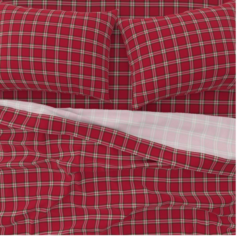 Bedding Sheet Set -  Where the Buffalo Roam Wallpaper - Rodeo Red Plaid