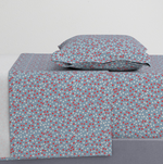 Bedding Sheet Set -  Where the Buffalo Roam Wallpaper - painterly polka dots french blue and bisque and red