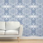 Moreland Latticework Wallpaper - Blue and White
