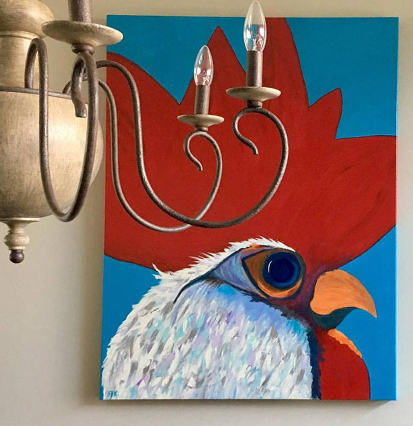 Rooster #5, acrylic painting, size: 36x48