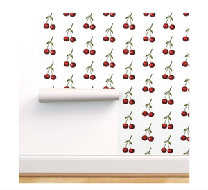 Vintage Looking Botanical Cherries Wallpaper