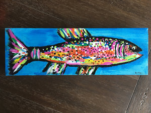Pink Rainbow Trout #1, acrylic painting, size: 4x12