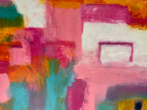 In the Pink & Turquoise Abstract (24" x 36")