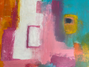 In the Pink & Turquoise Abstract (24" x 36")