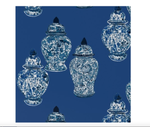Blue & white Ginger Jar Wallpaper  - blue background