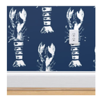 Lobster Wood Block Print - Wallpaper - Navy & White