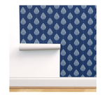 Moroccan Paisley Wallpaper - Navy and White