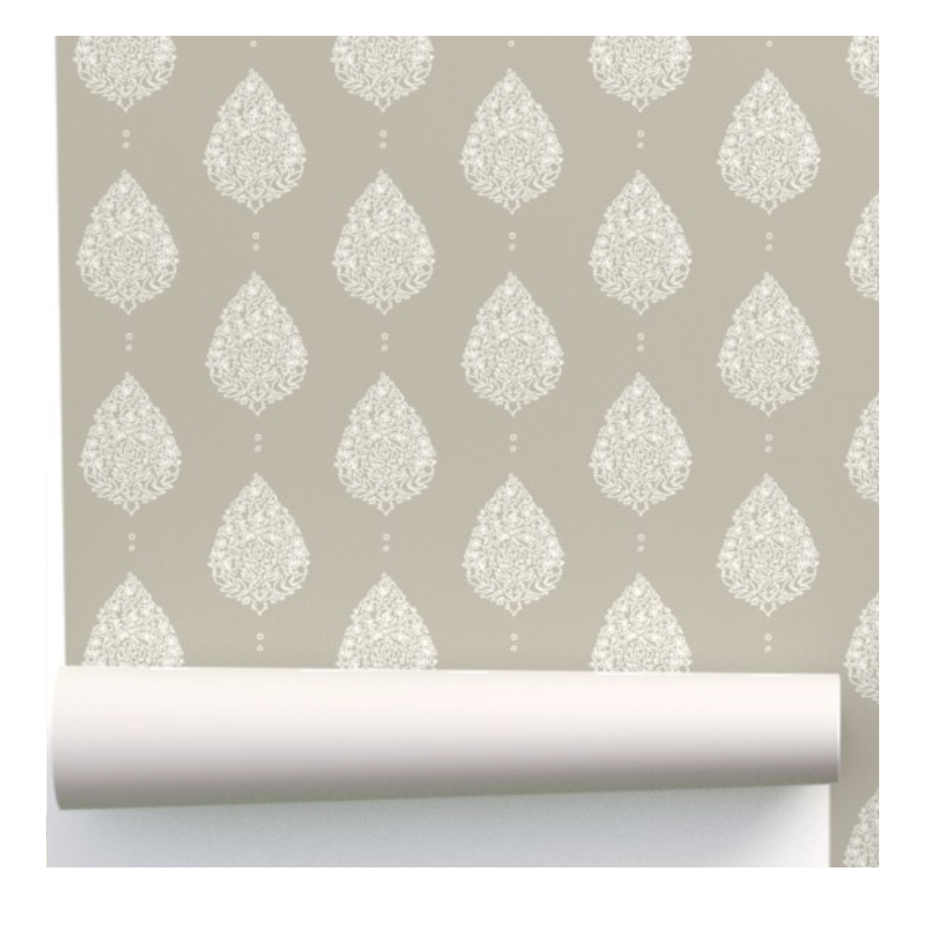 Moroccan Paisley Wallpaper - Taupe and Ivory