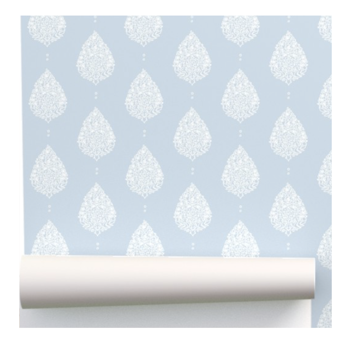 Moroccan Paisley Wallpaper - Beach House Blue and White