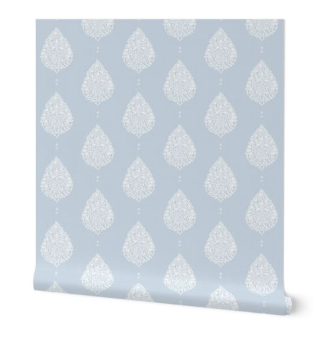 Moroccan Paisley Wallpaper - Beach House Blue and White